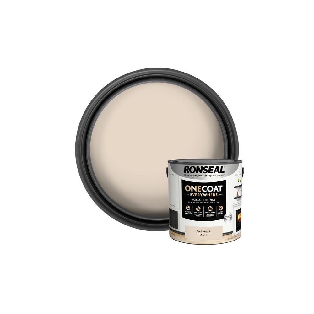 Ronseal One Coat Everywhere Interior Paint Oatmeal Matt 2.5 litre