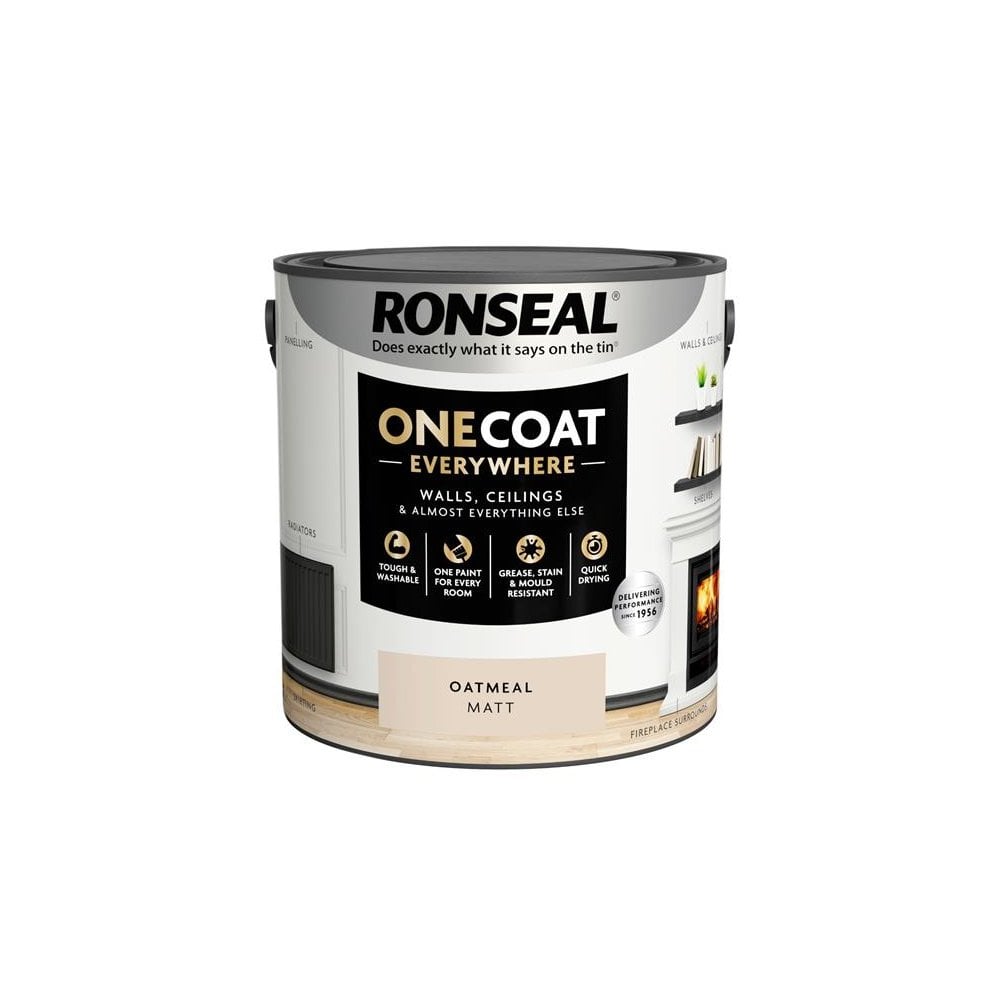 Ronseal One Coat Everywhere Interior Paint Oatmeal Matt 2.5 litre