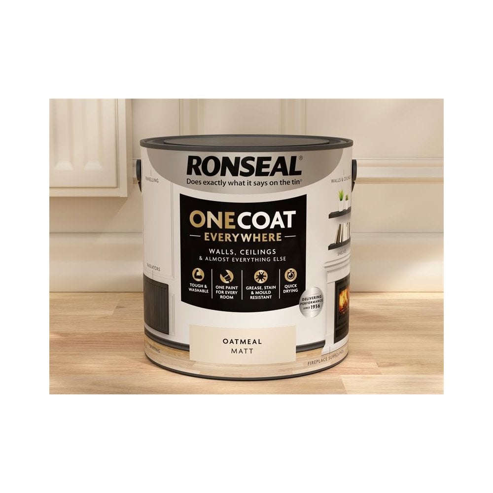 Ronseal One Coat Everywhere Interior Paint Oatmeal Matt 2.5 litre
