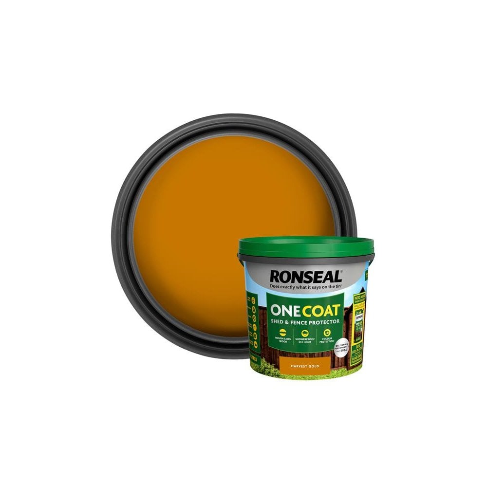 Ronseal One Coat Shed & Fence Protection Harvest Gold 5 litre