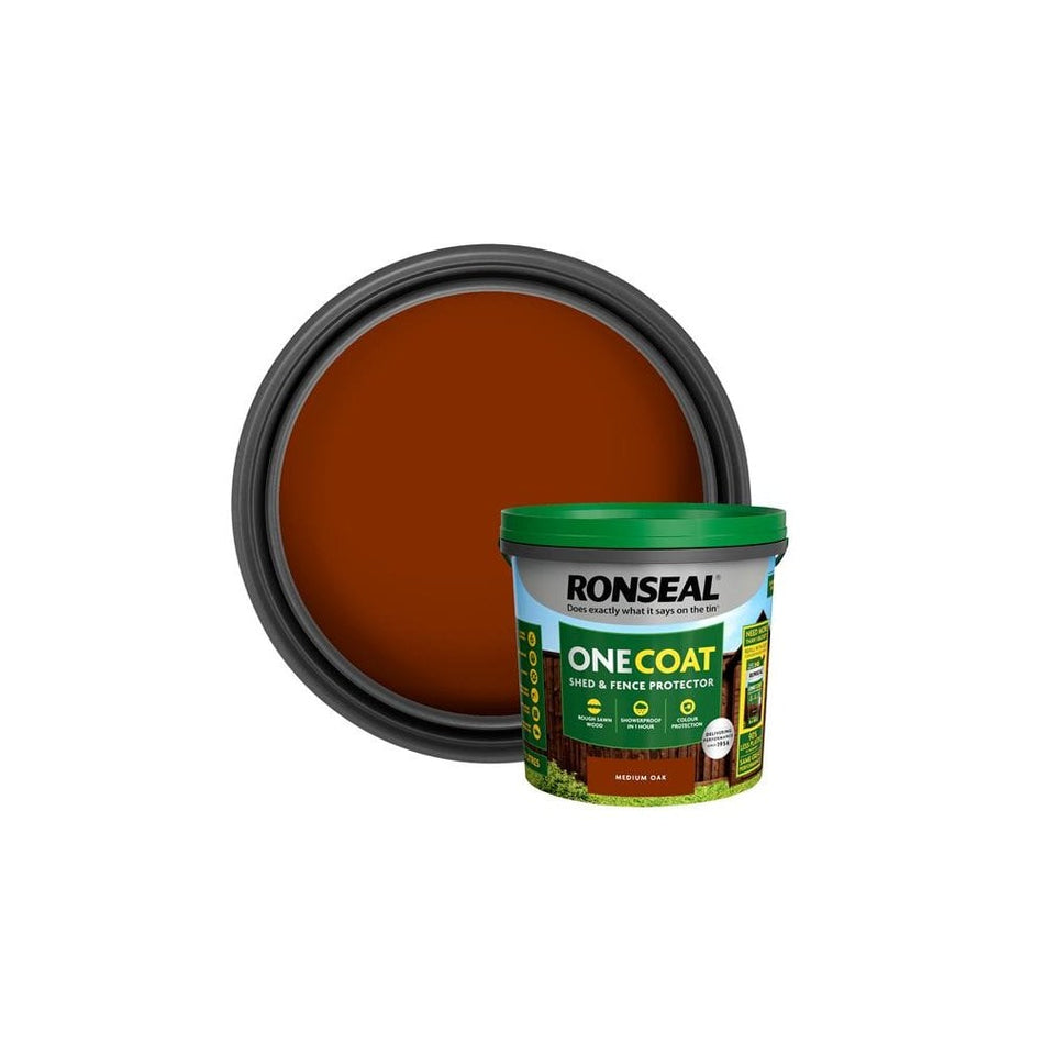 Ronseal One Coat Shed & Fence Protection Medium Oak 5 litre