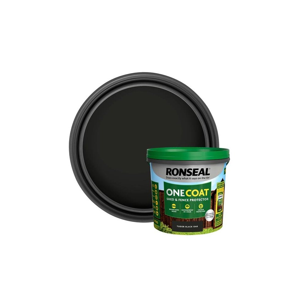 Ronseal One Coat Shed & Fence Protection Tudor Black Oak 5 litre
