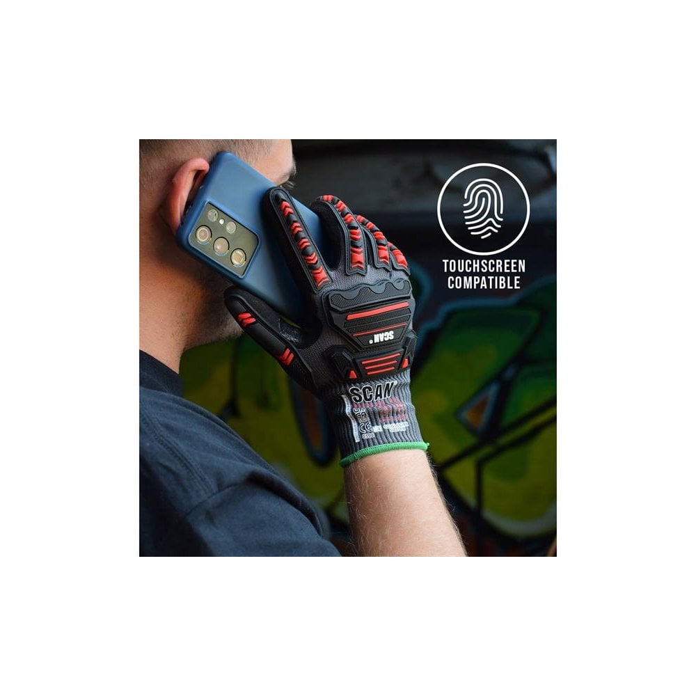 Scan Nitrile Palm Impact Cut D Gloves - L (Size 9)