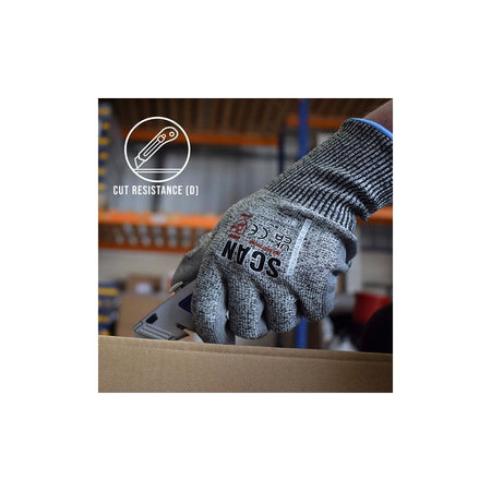 Scan PU Palm Cut D Gloves - L (Size 9)