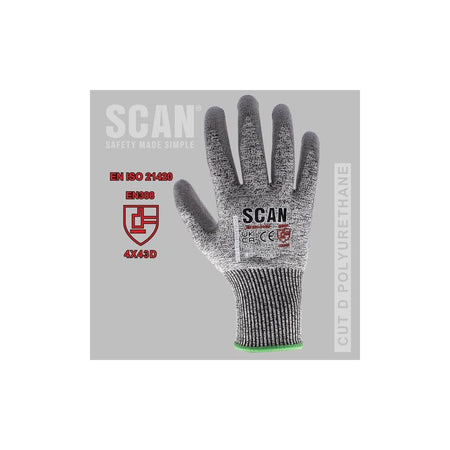 Scan PU Palm Cut D Gloves - L (Size 9)