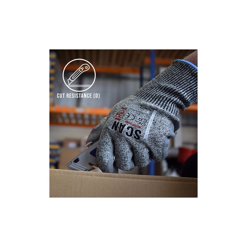 Scan PU Palm Cut D Gloves - M (Size 8)