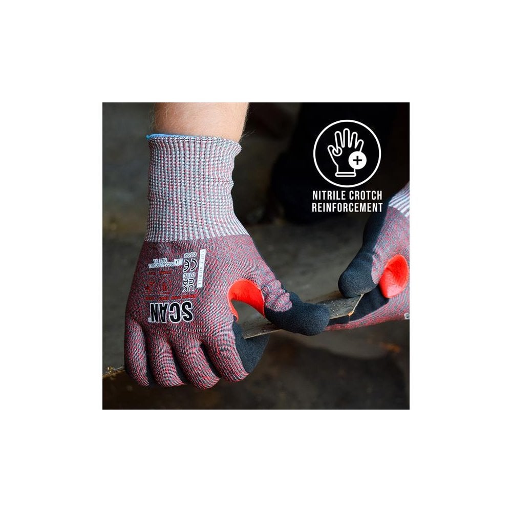 Scan Nitrile Palm Cut F Gloves - M (Size 8)
