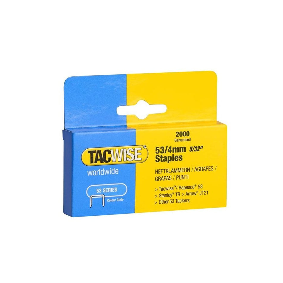 Tacwise 53 Light-Duty Staples 4mm (Type JT21 A) (Pack 2000)