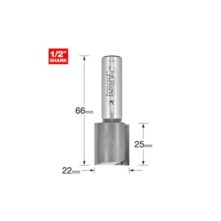 Trend 4/66 x 1/2 TCT Two Flute Router Cutter 22 x 25mm