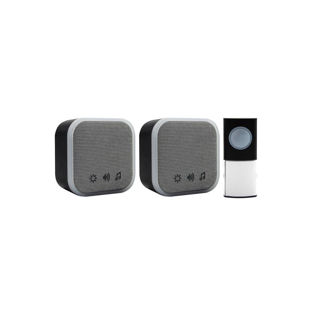 Uni-Com Portable and Plug-In Door Chime Set, Black