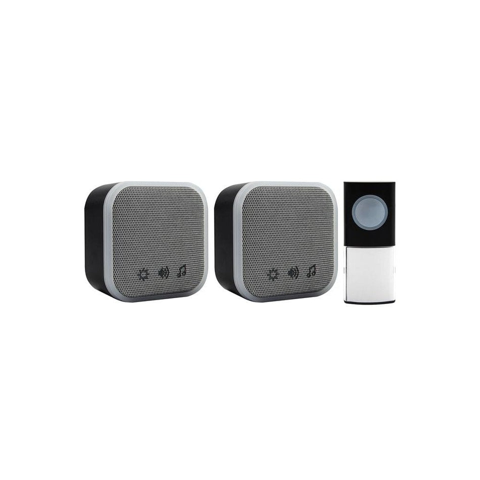 Uni-Com Portable and Plug-In Door Chime Set, Black