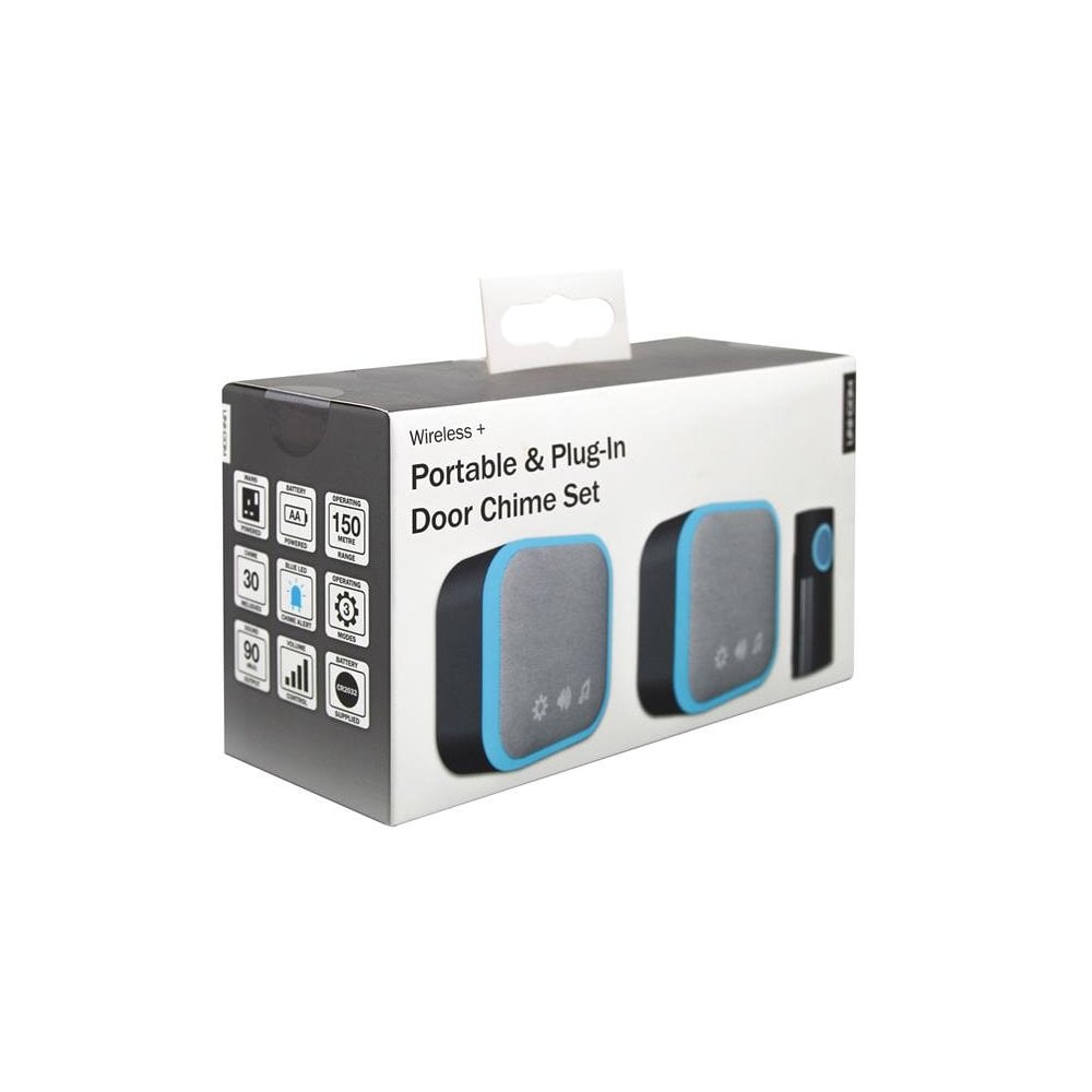Uni-Com Portable and Plug-In Door Chime Set, Black