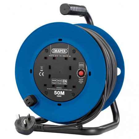230V Four Socket Industrial Cable Reel, 50m : Model No. DCR5013ICE