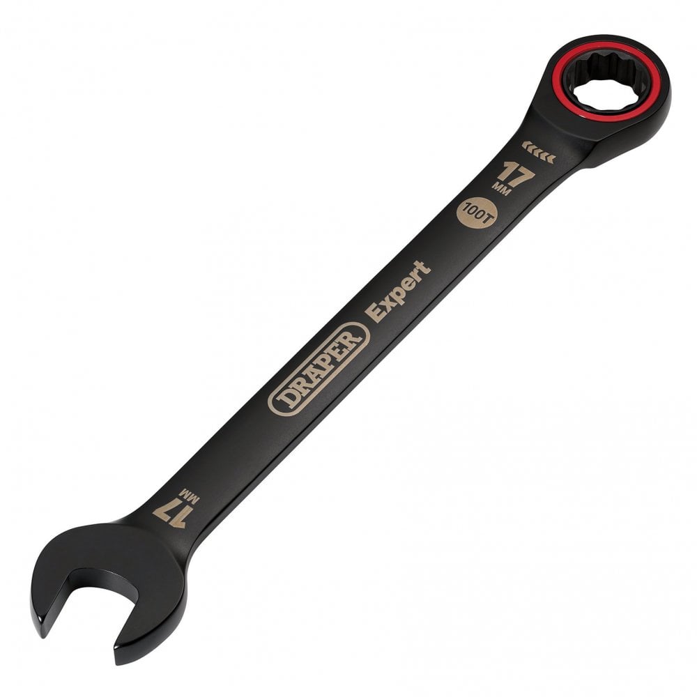 Draper Expert HI-TORQ Metric Ratchet Combination Spanner, 17mm, Black : Model No. 8241MM/BK
