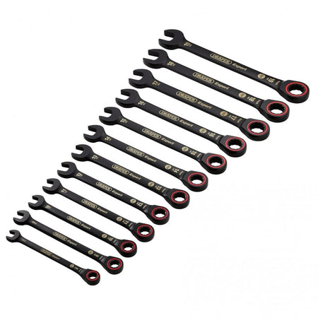 Draper Expert HI-TORQ Metric Ratchet Combination Spanner Set, Black (12 Piece) : Model No. 8241MM/BK/12