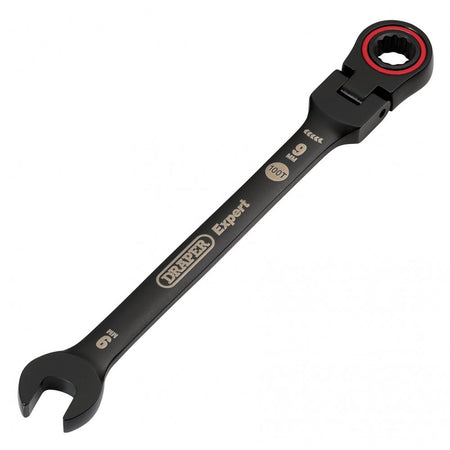 Draper Expert HI-TORQ Metric Flexible Head Ratchet Combination Spanner, 9mm, Black : Model No. 8241FMM/BK