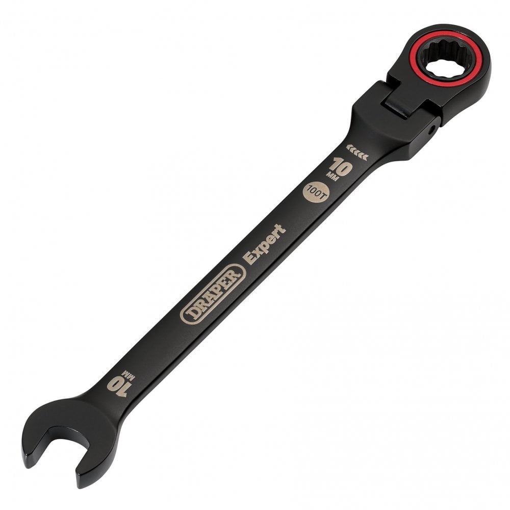 Draper Expert HI-TORQ Metric Flexible Head Ratchet Combination Spanner, 10mm, Black : Model No. 8241FMM/BK