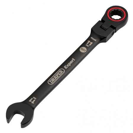Draper Expert HI-TORQ Metric Flexible Head Ratchet Combination Spanner, 11mm, Black : Model No. 8241FMM/BK