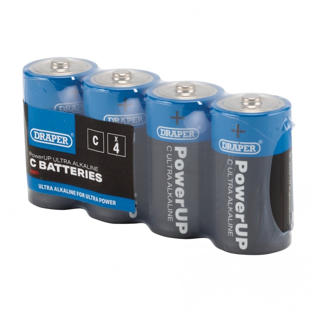 Draper PowerUP Ultra Alkaline C Batteries (Pack of 4) : Model No. BATT/C/4