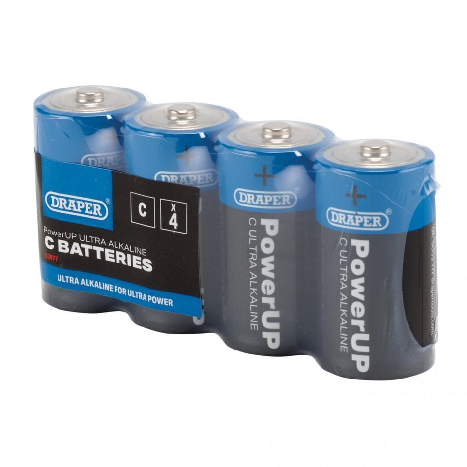 Draper PowerUP Ultra Alkaline C Batteries (Pack of 4) : Model No. BATT/C/4