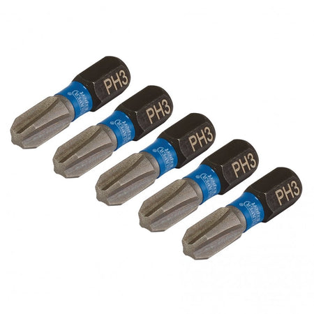 Draper Expert Cross Slot/PH Type Impact Screwdriver Bits, No.3 x 25mm, 1/4" Hex (Pack of 5) : Model No. IMBH/PH25/5