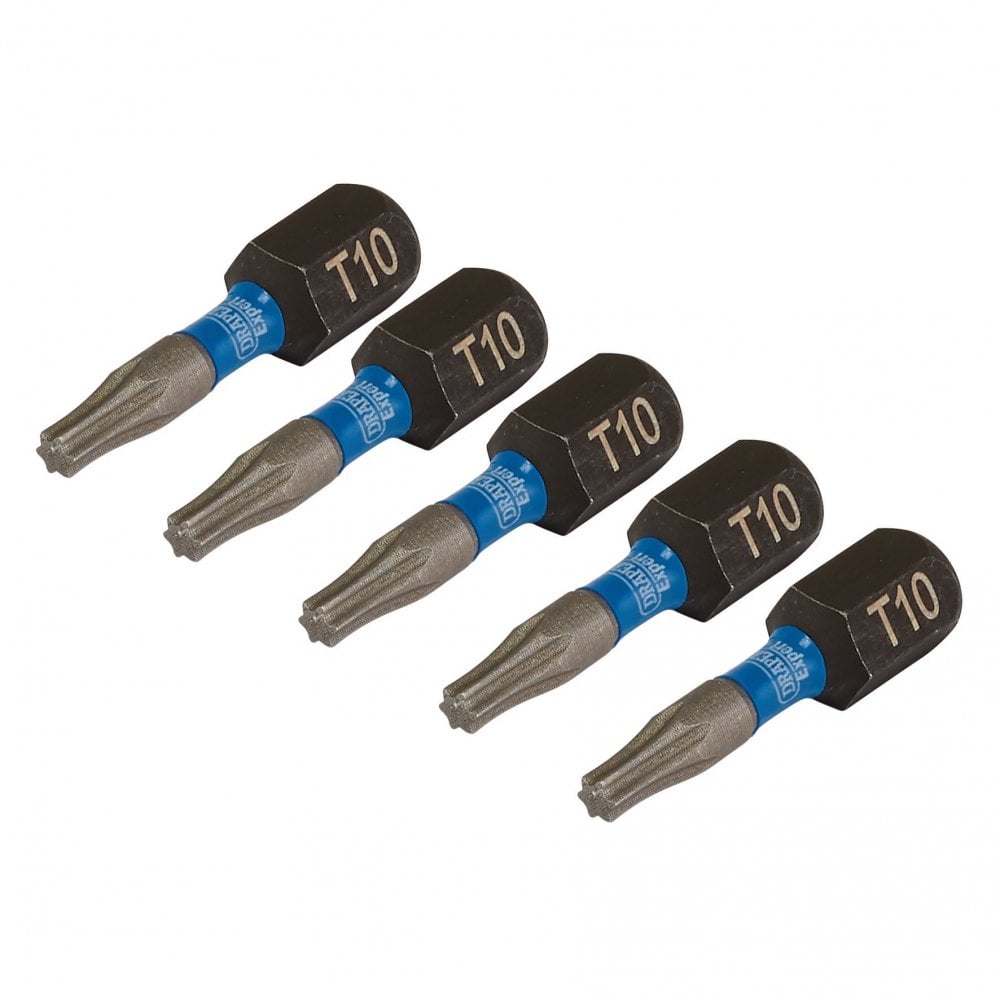 Draper Expert TX-STAR Impact Screwdriver Bits, T10 x 25mm, 1/4" Hex (Pack of 5) : Model No. IMBH/TX25/5