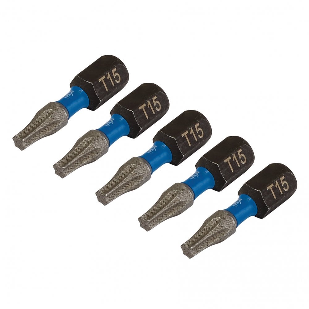 Draper Expert TX-STAR Impact Screwdriver Bits, T15 x 25mm, 1/4" Hex (Pack of 5) : Model No. IMBH/TX25/5