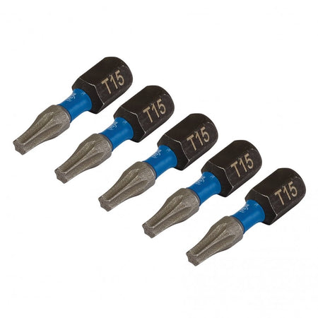 Draper Expert TX-STAR Impact Screwdriver Bits, T15 x 25mm, 1/4" Hex (Pack of 5) : Model No. IMBH/TX25/5