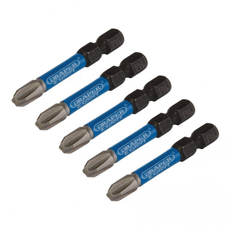 Draper Expert Cross Slot/PH Type Impact Screwdriver Bits, No.3 x 50mm, 1/4" Hex (Pack of 5) : Model No. IMBH/PH50/5