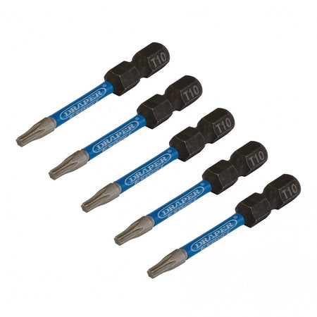 Draper Expert TX-STAR Impact Screwdriver Bits, T10 x 50mm, 1/4" Hex (Pack of 5) : Model No. IMBH/TX50/5