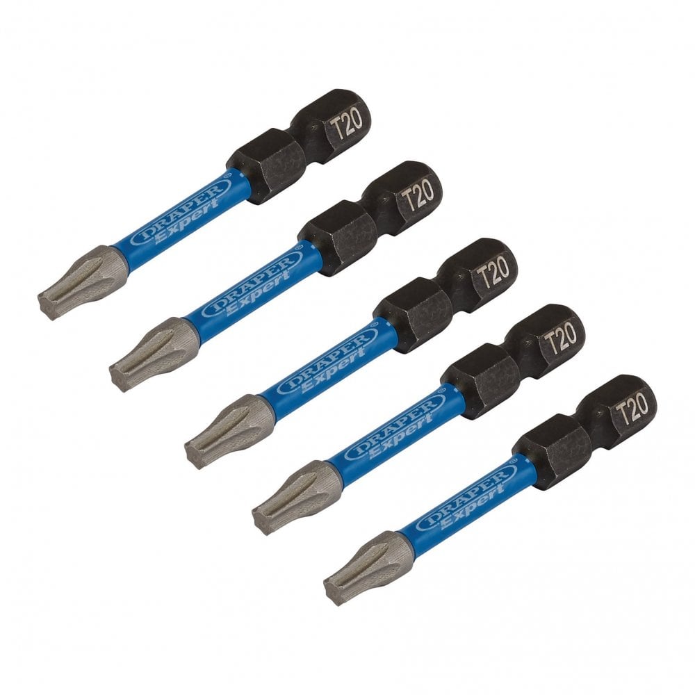 Draper Expert TX-STAR Impact Screwdriver Bits, T20 x 50mm, 1/4" Hex (Pack of 5) : Model No. IMBH/TX50/5
