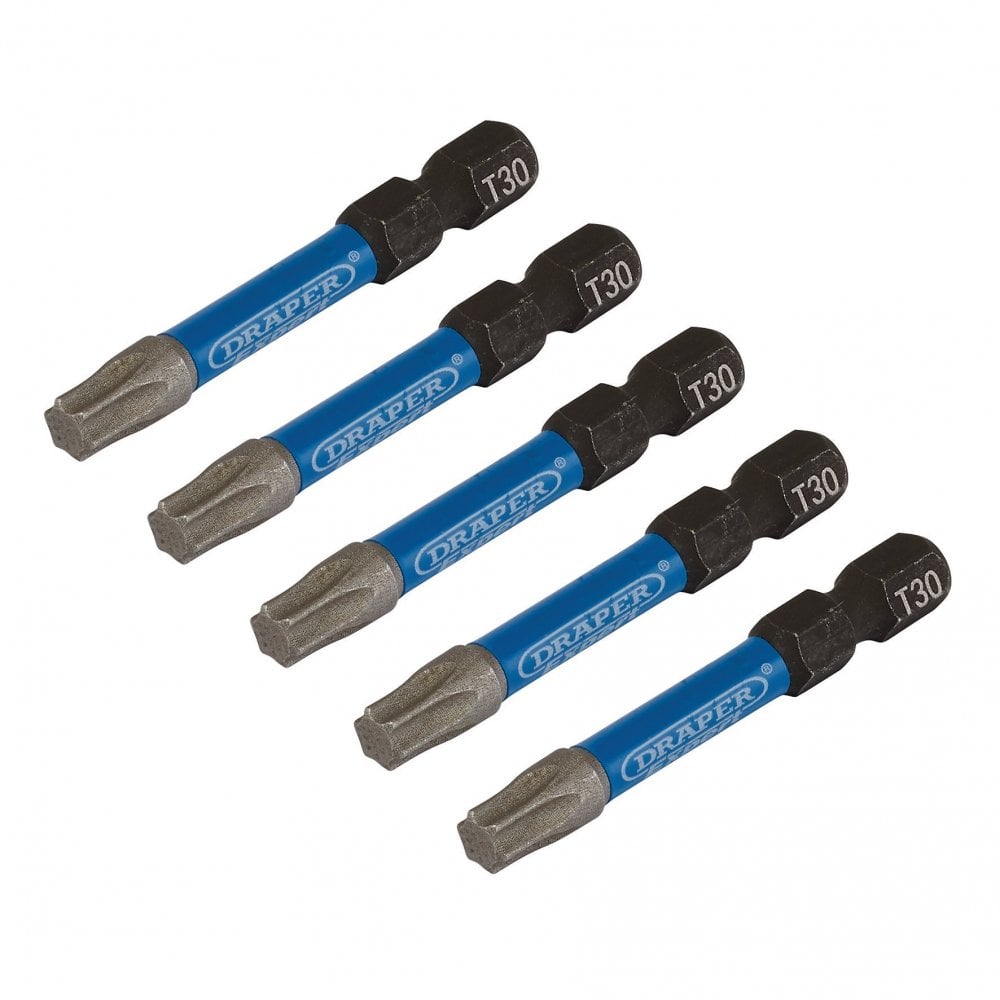 Draper Expert TX-STAR Impact Screwdriver Bits, T30 x 50mm, 1/4" Hex (Pack of 5) : Model No. IMBH/TX50/5