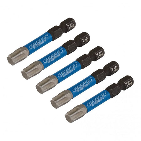 Draper Expert TX-STAR Impact Screwdriver Bits, T40 x 50mm, 1/4" Hex (Pack of 5) : Model No. IMBH/TX50/5