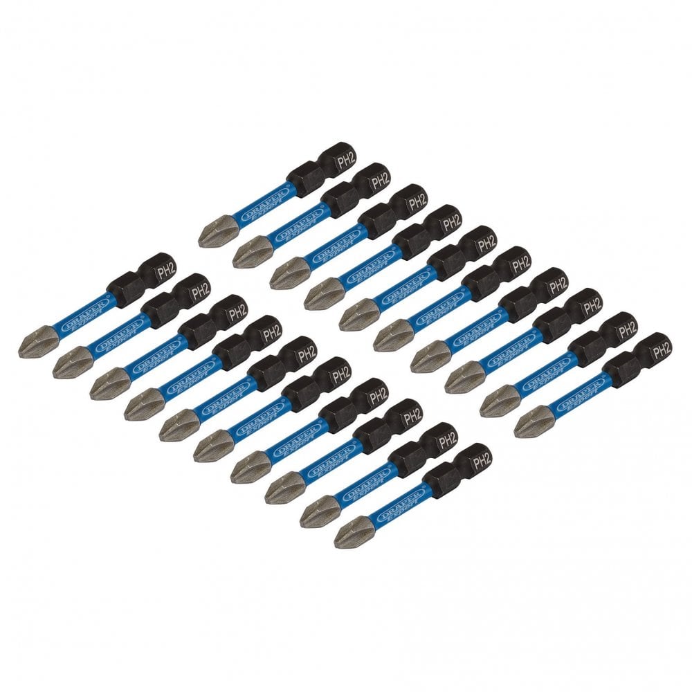 Draper Expert Cross Slot/PH Type Impact Screwdriver Bits, No.2 x 50mm, 1/4" Hex (Pack of 20) : Model No. IMBH/PH50/20