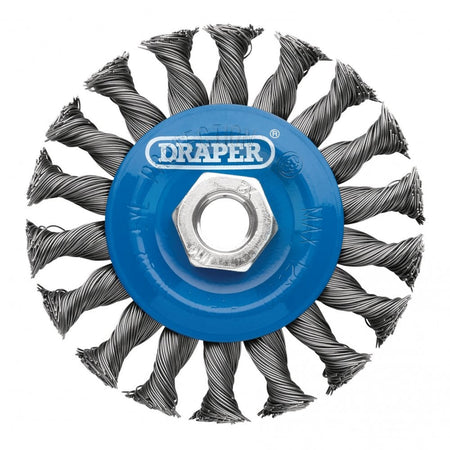 Steel Twist-Knot Flat Wire Wheel Brush, 100mm, M14 : Model No. WBW2