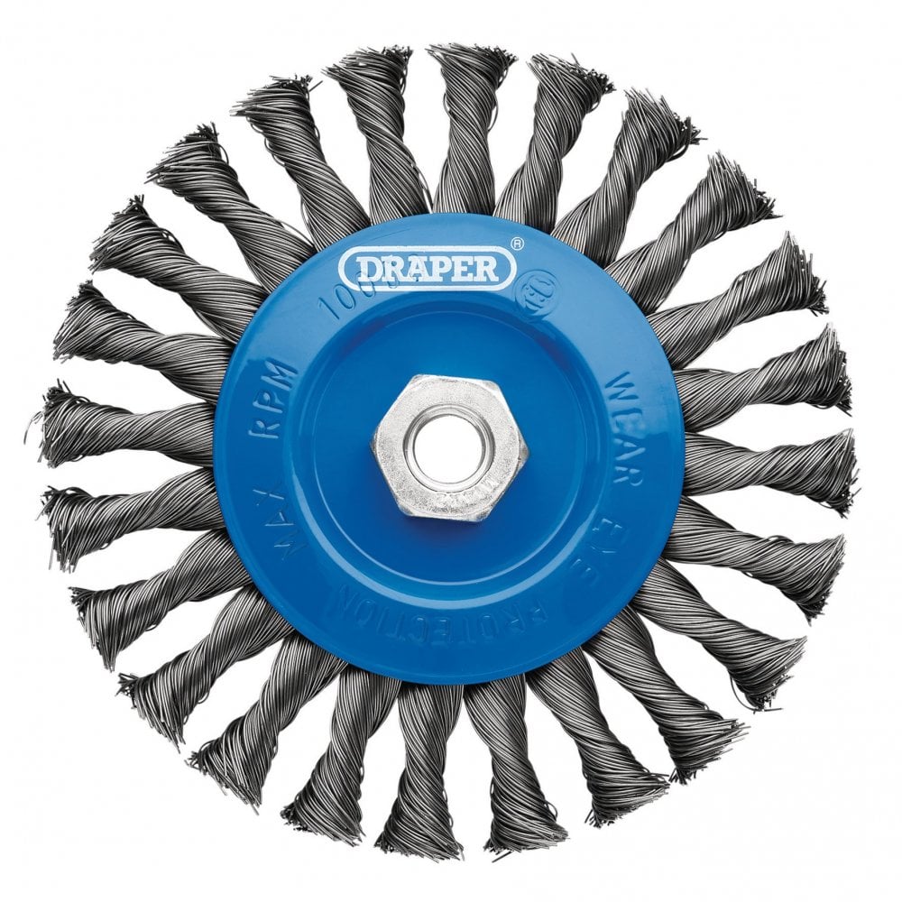 Steel Twist-Knot Flat Wire Wheel Brush, 150mm, M14 : Model No. WBW4