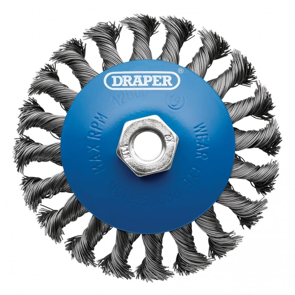 Steel Bevelled Twist-Knot Wire Wheel Brush, 115mm, M14 : Model No. WBW7