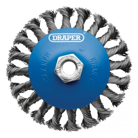 Steel Bevelled Twist-Knot Wire Wheel Brush, 115mm, M14 : Model No. WBW7