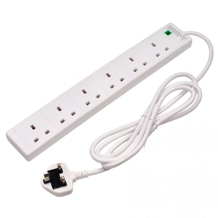 Six Socket Surge Protected Extension Lead with Neon Indicator, 2m : Model No. CEDTS6213AS