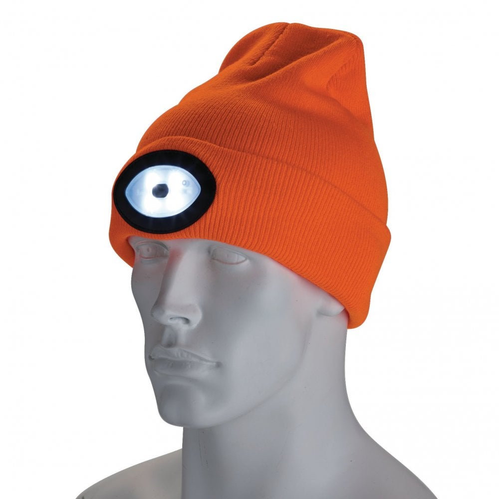 Beanie Hat with Rechargeable Torch, One Size, 1W, 100 Lumens, High-vis Orange <br><br> : Model No. BT-O