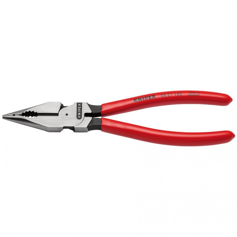 KNIPEX 08 21 185 SB Needle-Nose Combination Pliers plastic coated black atramentized, 185mm : Model No. 08 21 185 SB