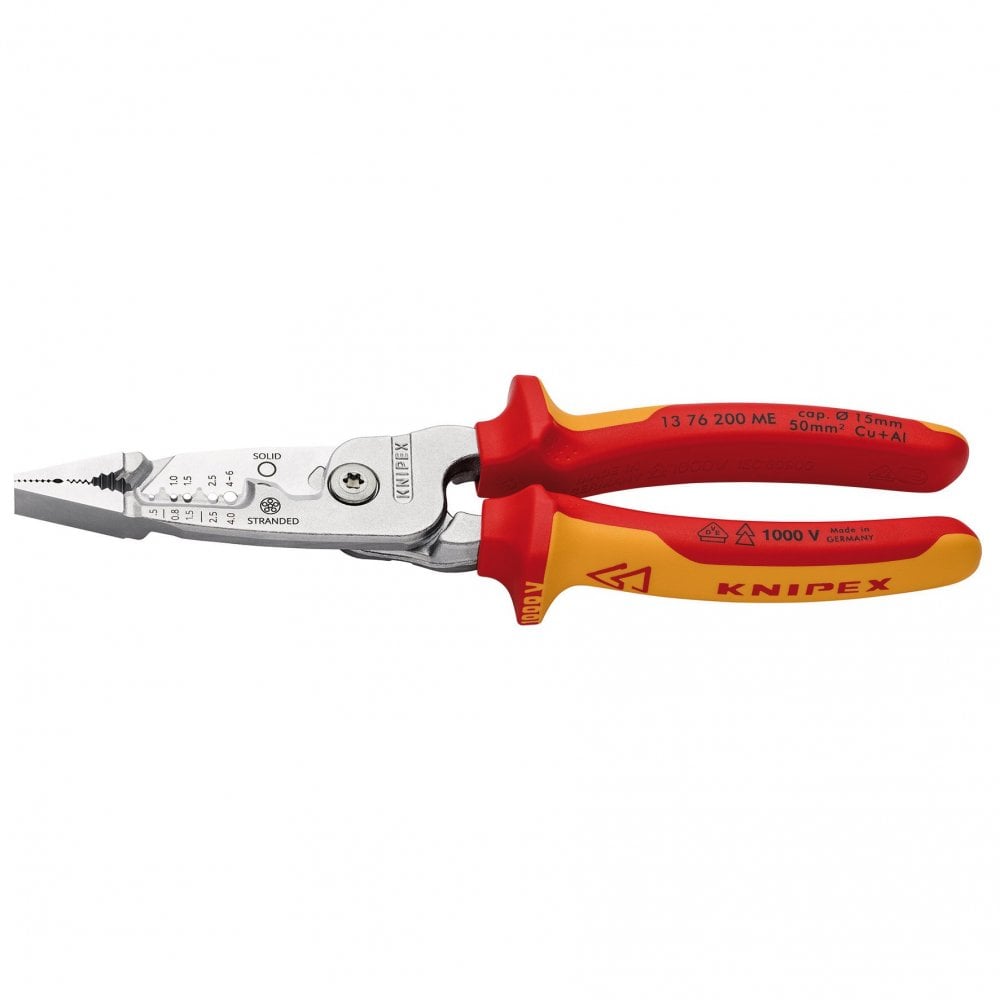 KNIPEX 13 76 200 ME VDE Wire Stripper with Multi-Component Grips, 200mm : Model No. 13 76 200 ME SB