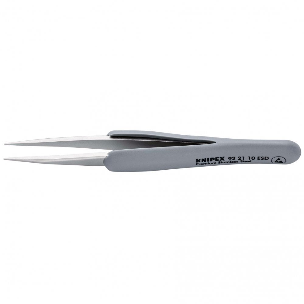 KNIPEX 92 21 10 ESD Precision Tweezers with rubber handles ESD, 123mm : Model No. 92 21 10 ESD