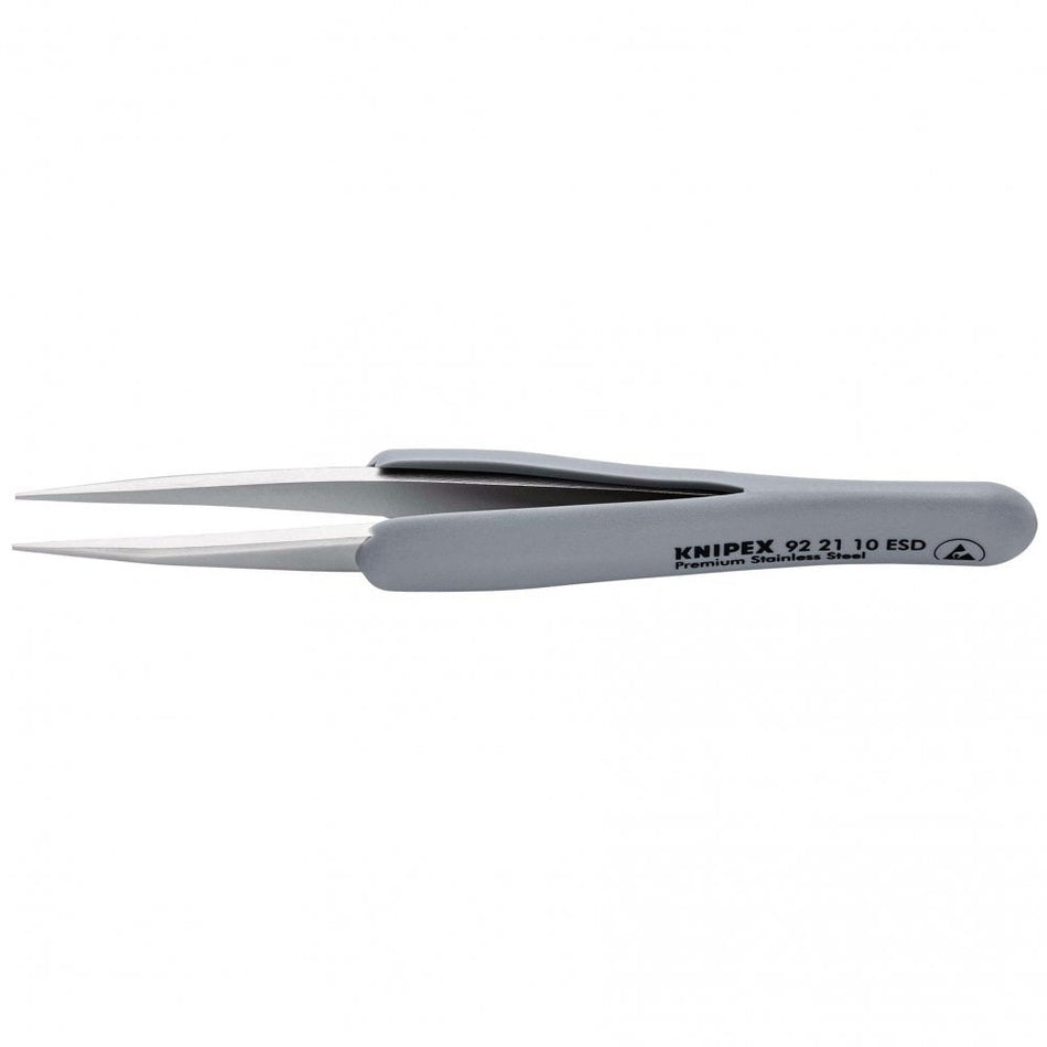 KNIPEX 92 21 10 ESD Precision Tweezers with rubber handles ESD, 123mm : Model No. 92 21 10 ESD