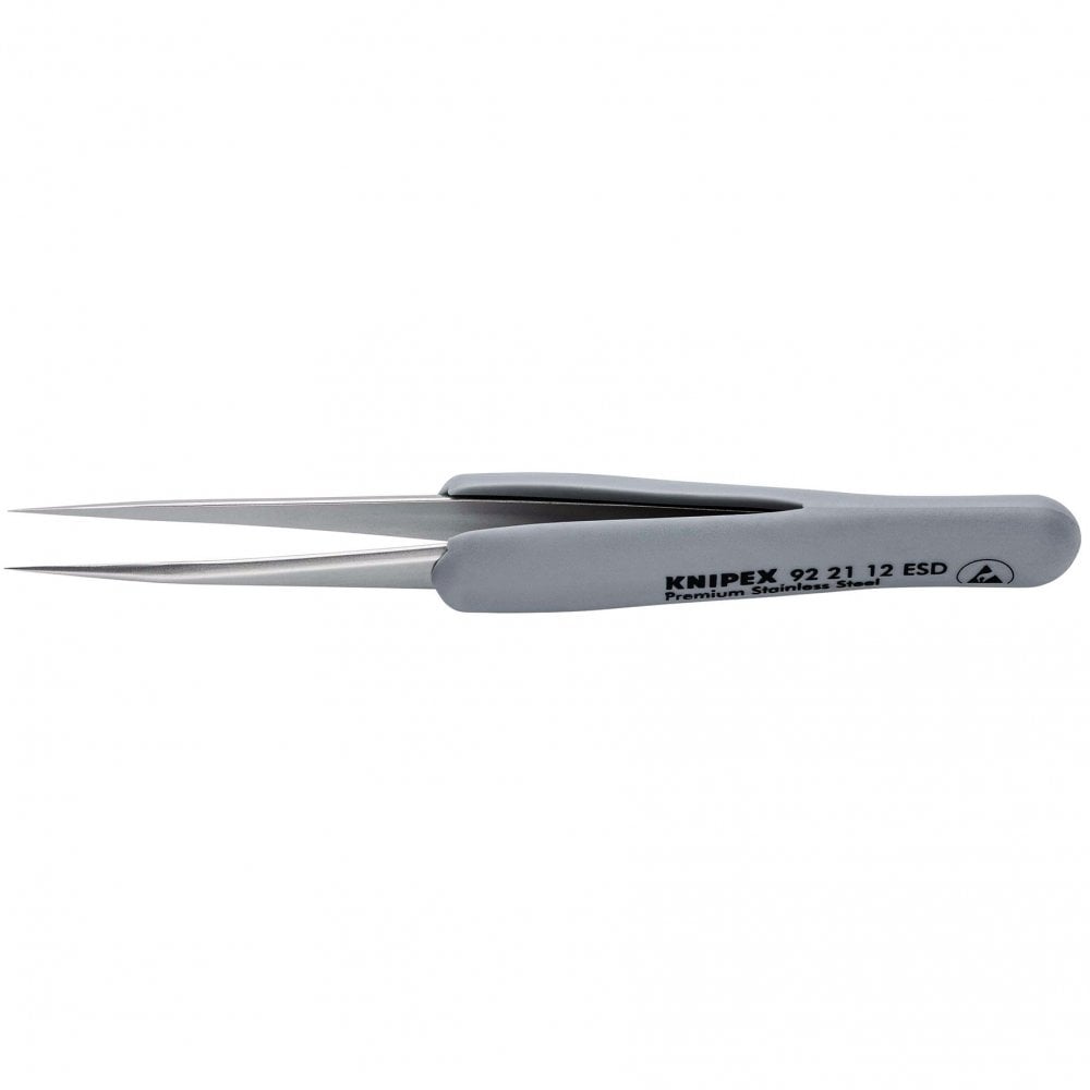 KNIPEX 92 21 12 ESD Precision Tweezers with rubber handles ESD, 112mm : Model No. 92 21 12 ESD
