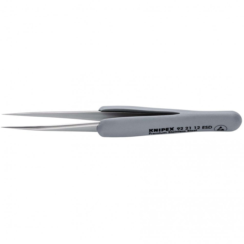KNIPEX 92 21 12 ESD Precision Tweezers with rubber handles ESD, 112mm : Model No. 92 21 12 ESD