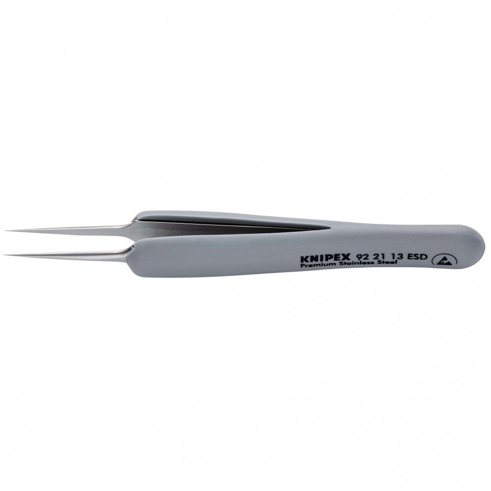 KNIPEX 92 21 13 ESD Precision Tweezers with rubber handles ESD, 112mm : Model No. 92 21 13 ESD