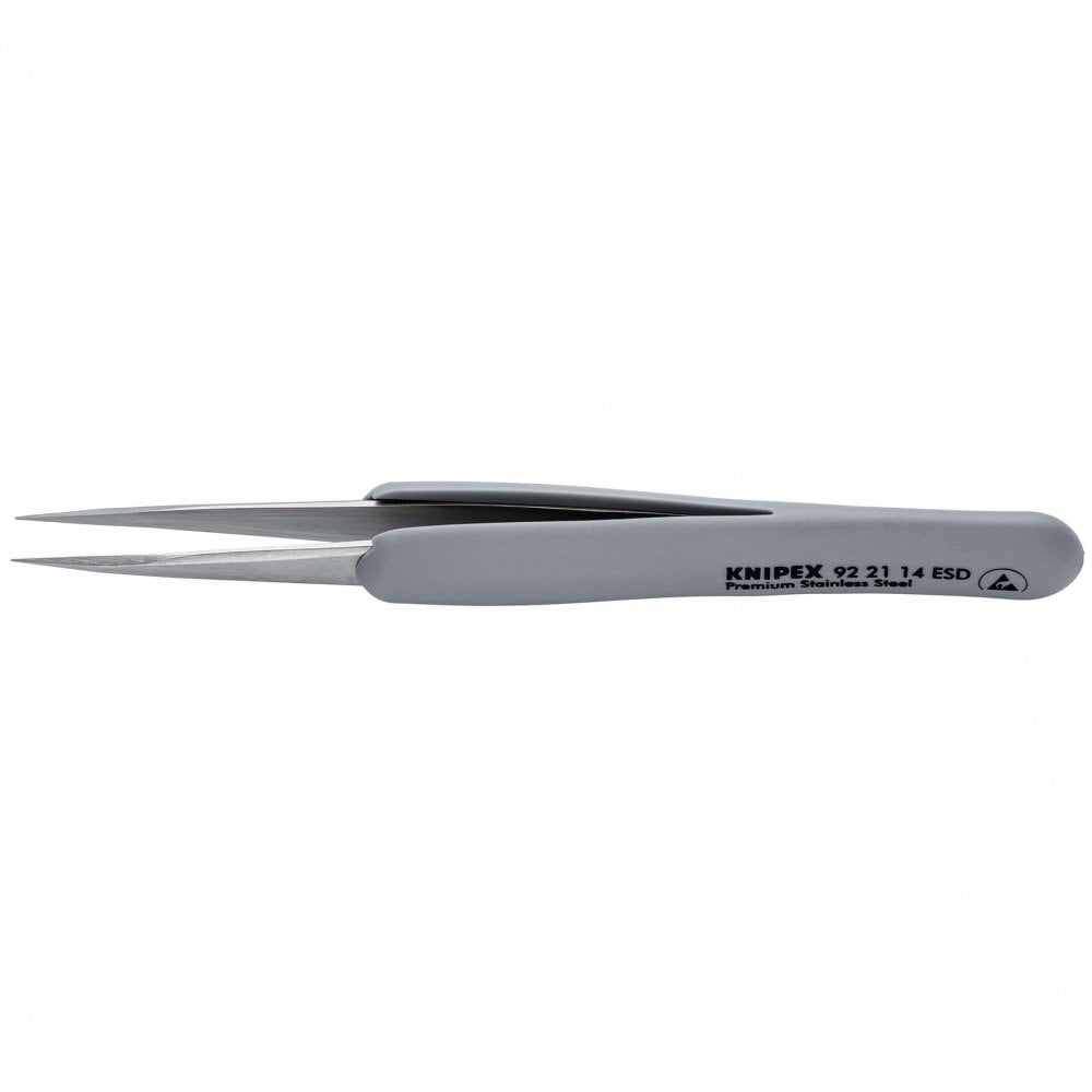 KNIPEX 92 21 14 ESD Precision Tweezers with rubber handles ESD, 130mm : Model No. 92 21 14 ESD