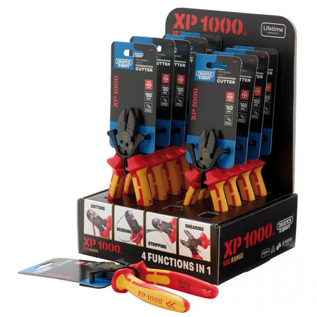 XP1000 Counter Top Display of VDE 160mm 4-in-1 Tethered Combination Cutters & 180mm 4-in-1 Tethered Combination Cutters (10 Piece) : Model No. XP1000/4-1/10PC