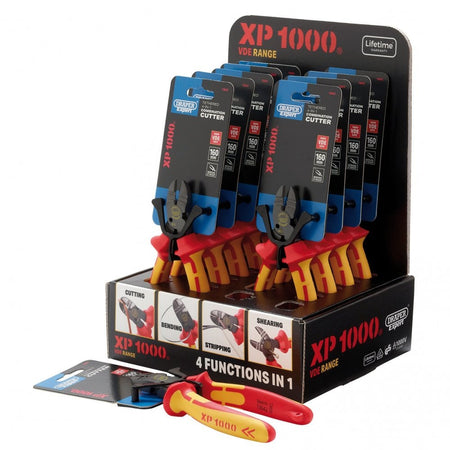 XP1000 Counter Top Display of VDE 160mm 4-in-1 Tethered Combination Cutters (10 Piece) : Model No. XP1000/4-1/10PC